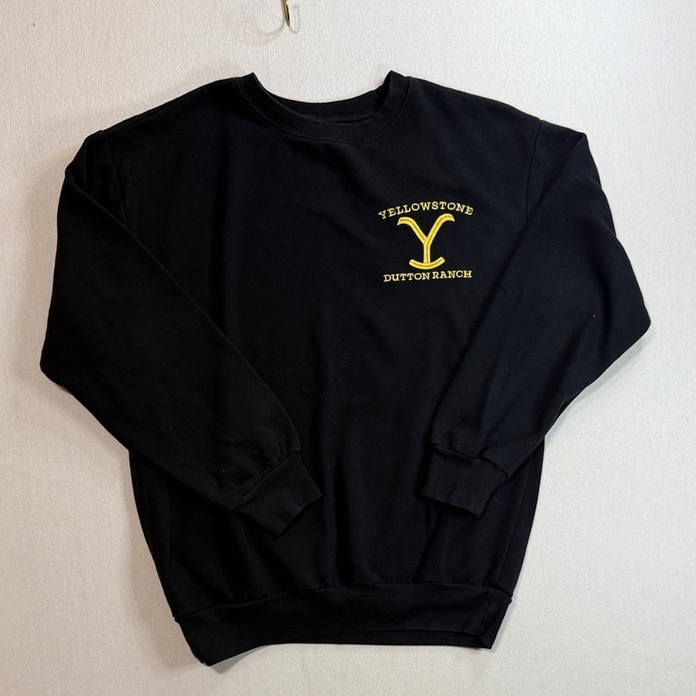 Yellowstone Dutton Ranch Black Crew Neck Sweater